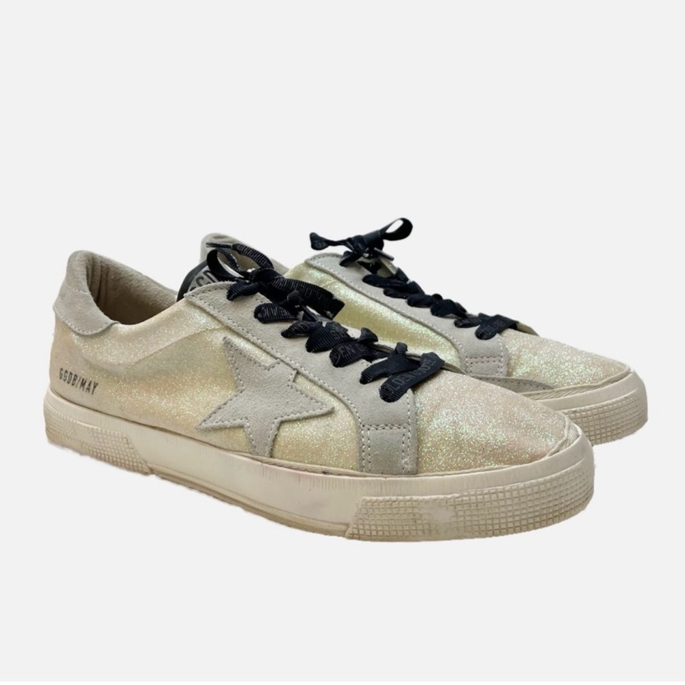Golden Goose Glitter Sneakers - Cream and Black